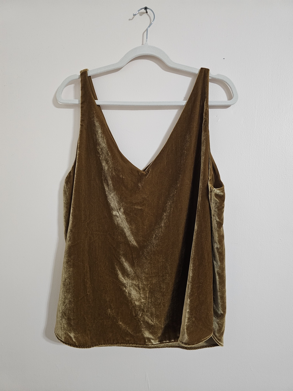 LOFT XL Gold/Camel Velvet V-Neck Cami NWT Lined Holiday